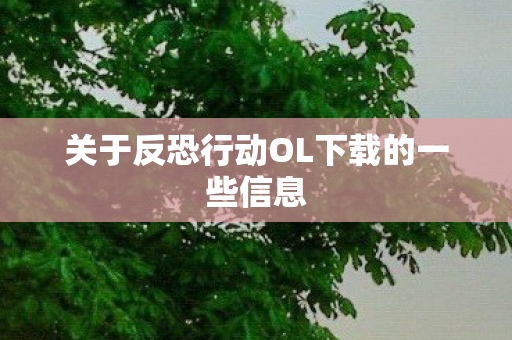 关于反恐行动OL下载的一些信息图片