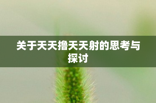 关于天天撸天天射的思考与探讨图片