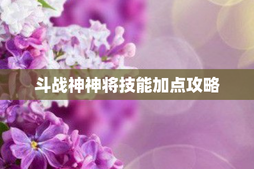 斗战神神将技能加点攻略图片