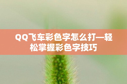 QQ飞车彩色字怎么打图片