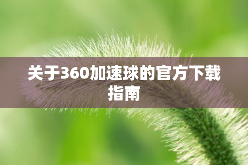 关于360加速球的官方下载指南图片