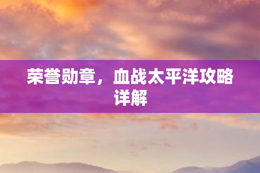 血战太平洋攻略详解图片