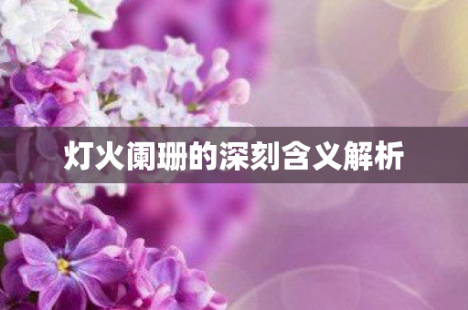 灯火阑珊的深刻含义解析图片