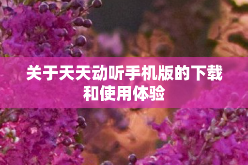关于天天动听手机版的下载和使用体验图片