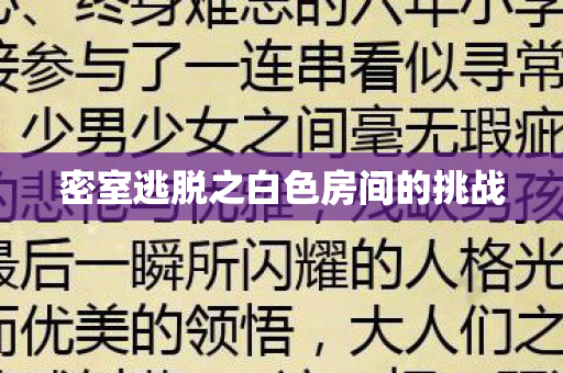 密室逃脱之白色房间的挑战图片