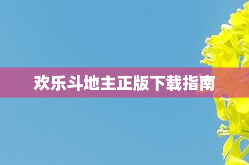 欢乐斗地主正版下载指南图片