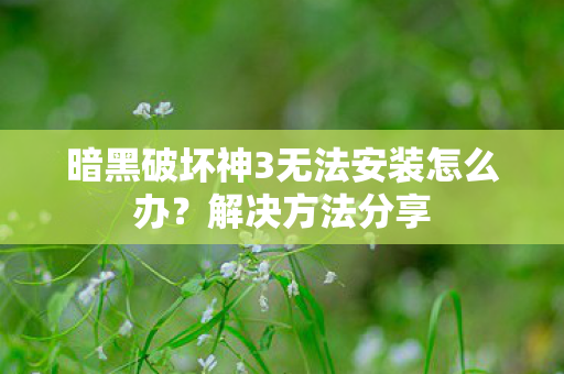 暗黑破坏神3无法安装怎么办图片