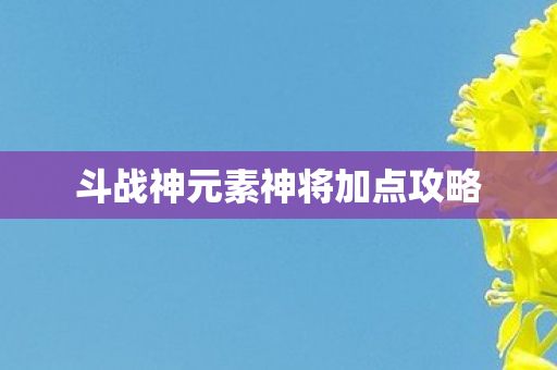 斗战神元素神将加点攻略图片