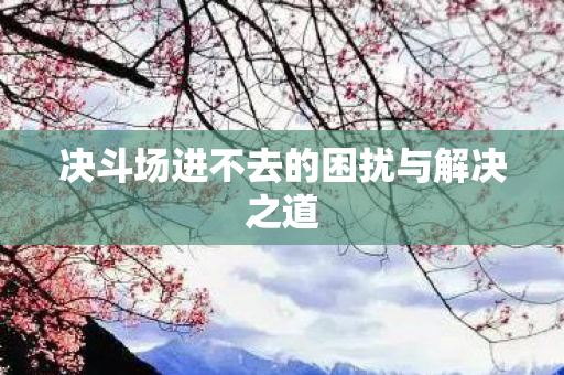 决斗场进不去的困扰与解决之道图片
