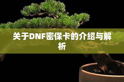 关于DNF密保卡的介绍与解析图片
