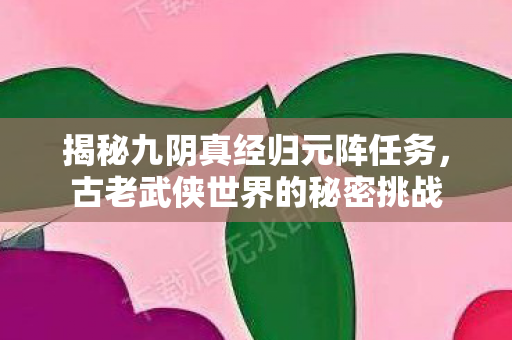 揭秘九阴真经归元阵任务图片