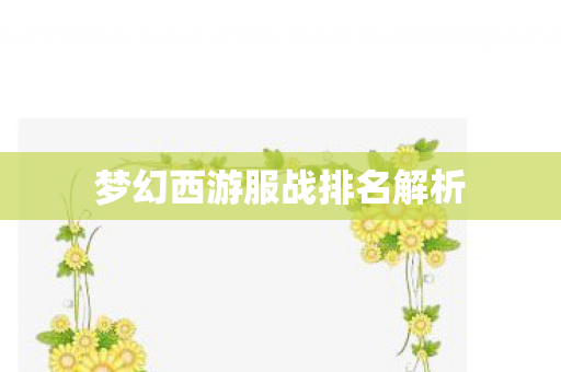梦幻西游服战排名解析图片