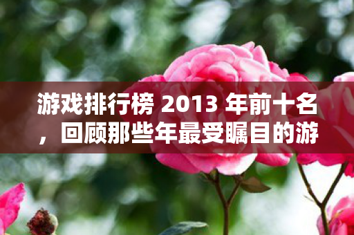 游戏排行榜 2013 年前十名图片