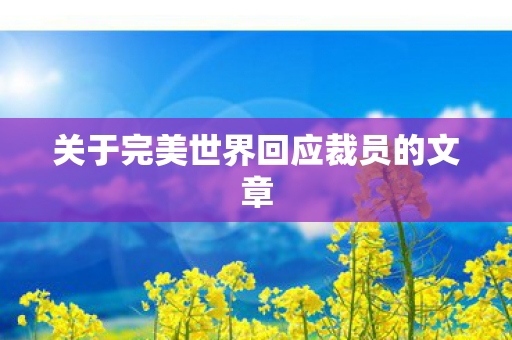 关于完美世界回应裁员的文章图片