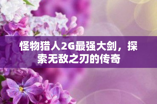 怪物猎人2G最强大剑图片