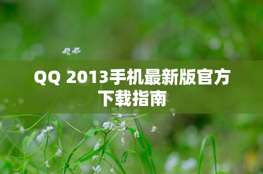 QQ 2013手机最新版官方下载指南图片