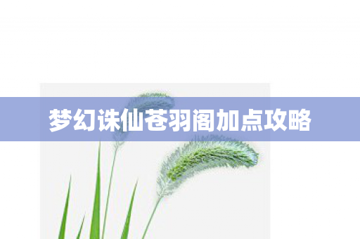梦幻诛仙苍羽阁加点攻略图片