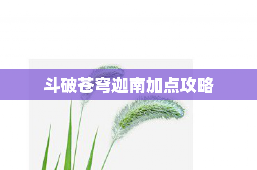斗破苍穹迦南加点攻略图片
