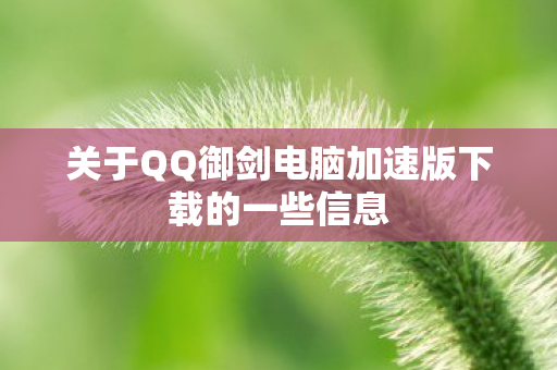 关于QQ御剑电脑加速版下载的一些信息图片