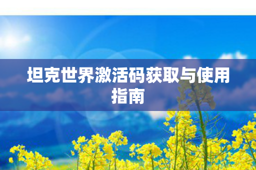 坦克世界激活码获取与使用指南图片