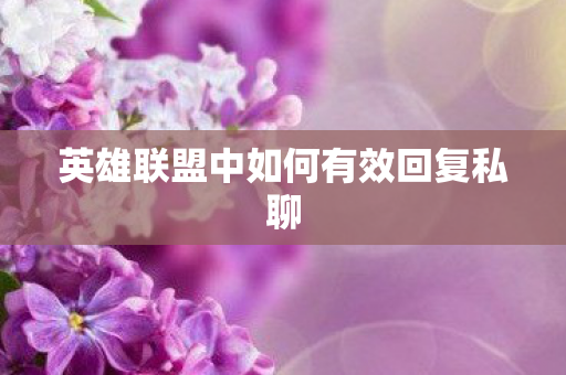 英雄联盟中如何有效回复私聊图片