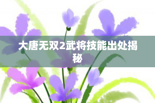 大唐无双2武将技能出处揭秘图片
