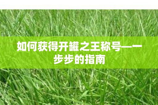 如何获得开罐之王称号图片