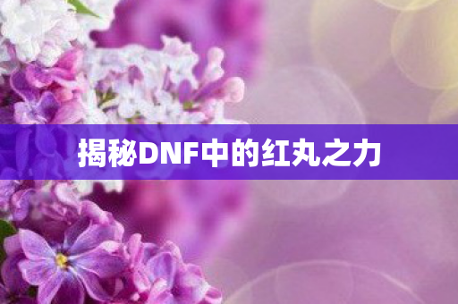 揭秘DNF中的红丸之力