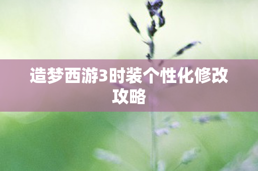 造梦西游3时装个性化修改攻略图片