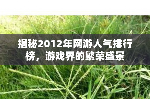 揭秘2012年网游人气排行榜图片