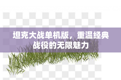 坦克大战单机版，重温经典战役的无限魅力