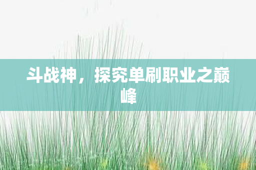 探究单刷职业之巅峰图片