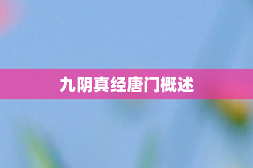 九阴真经唐门概述图片