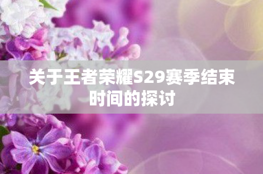 关于王者荣耀S29赛季结束时间的探讨图片