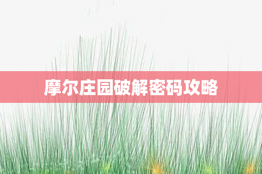 摩尔庄园破解密码攻略图片