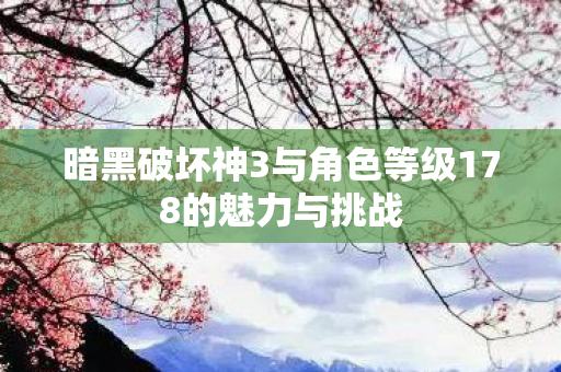 暗黑破坏神3与角色等级178的魅力与挑战图片