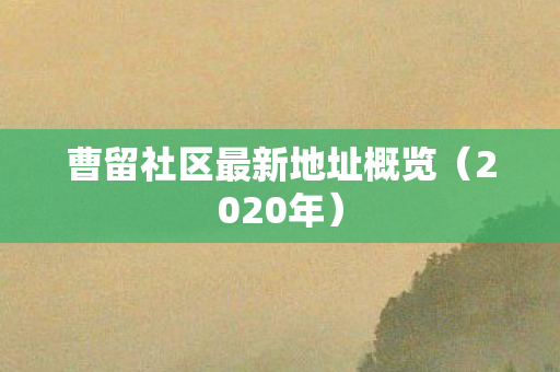 曹留社区最新地址概览图片