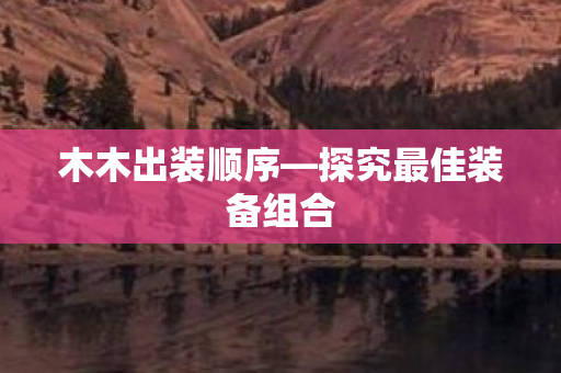 探究最佳装备组合图片