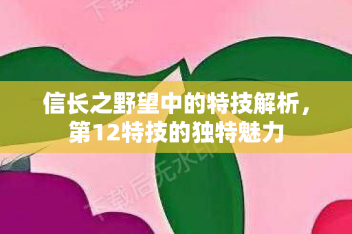 信长之野望中的特技解析图片