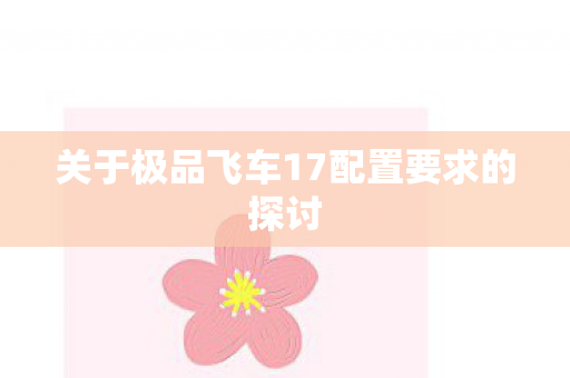 关于极品飞车17配置要求的探讨图片