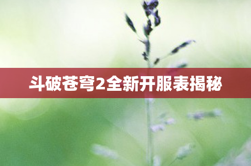 斗破苍穹2全新开服表揭秘图片