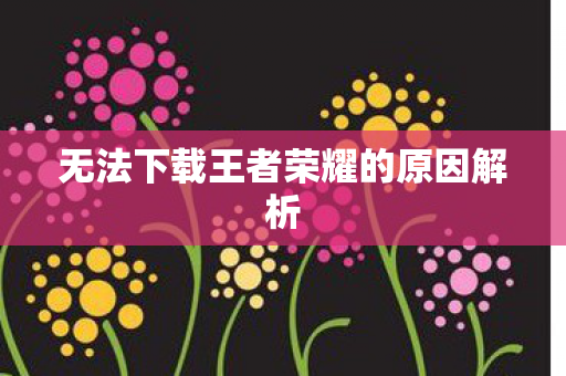 无法下载王者荣耀的原因解析图片