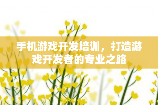 打造游戏开发者的专业之路图片