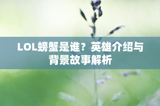 英雄介绍与背景故事解析图片