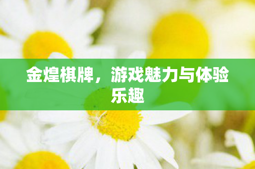 金煌棋牌,游戏魅力与体验乐趣 金煌棋牌,游戏魅力与体验乐趣
