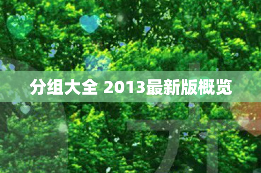 分组大全 2013最新版概览