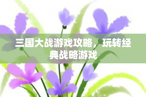 三国大战游戏攻略，玩转经典战略游戏
