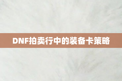 DNF拍卖行中的装备卡策略图片