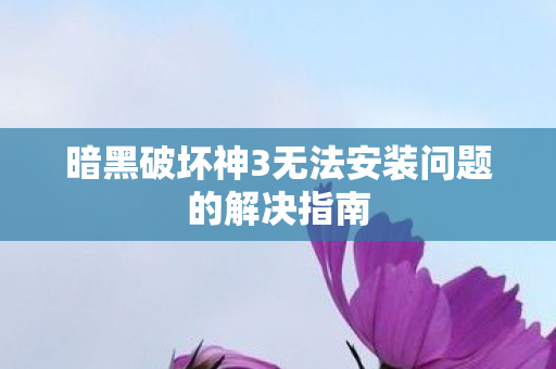 暗黑破坏神3无法安装问题的解决指南图片