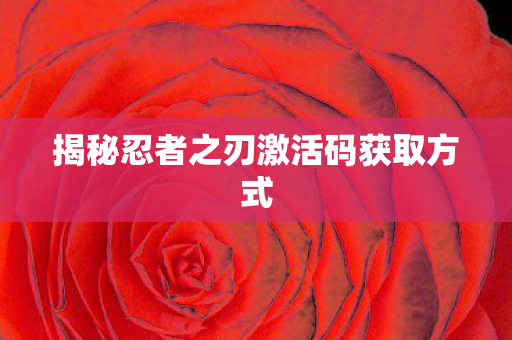 揭秘忍者之刃激活码获取方式图片